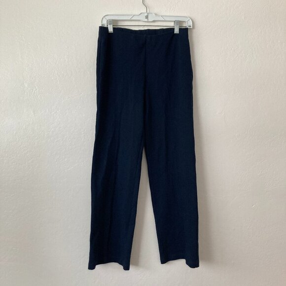 Eileen Fisher Stretch Easy Pull On Pants Navy Blue Trousers Classic Office S PET - Picture 1 of 9